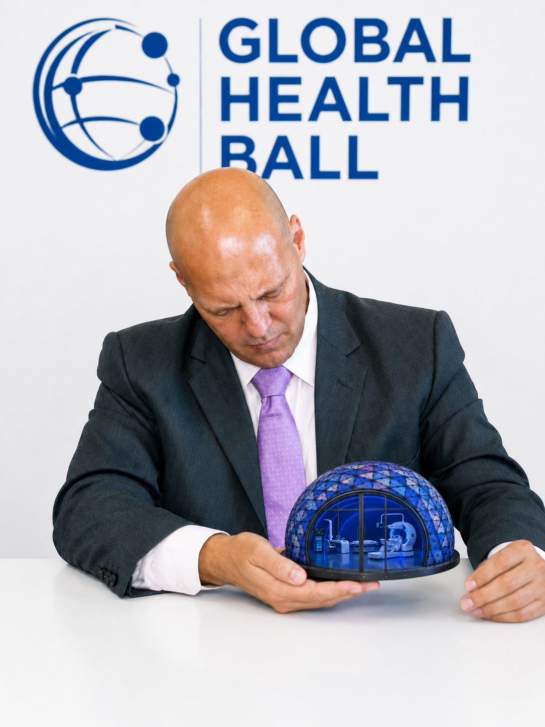José Fernandes da Silva 手持 Global Health Ball 穹顶模型